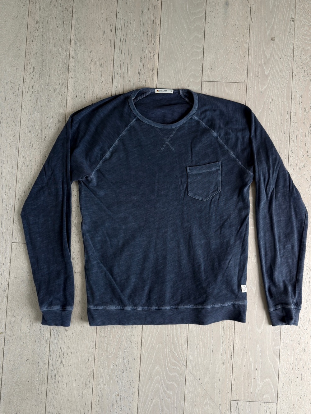 Marine Layer Navy Long Sleeve Pocket Sweatshirt